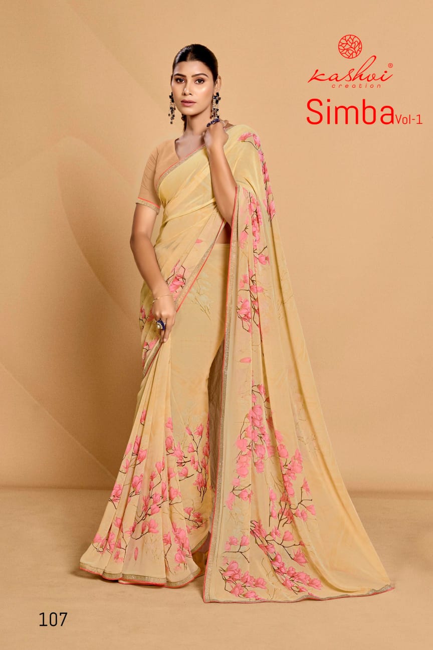 SIMBA VOL 01 By Kashvi Printed Georgette Sarees Wholesale Market In Surat